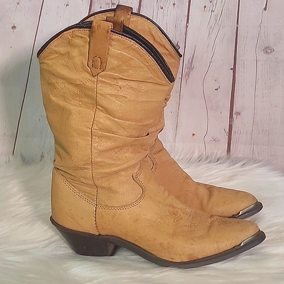 Dingo Sand Beige Faux Leather Midcalf Point Toe Western Cowboy Boots Womens 5.5 - Picture 6 of 17